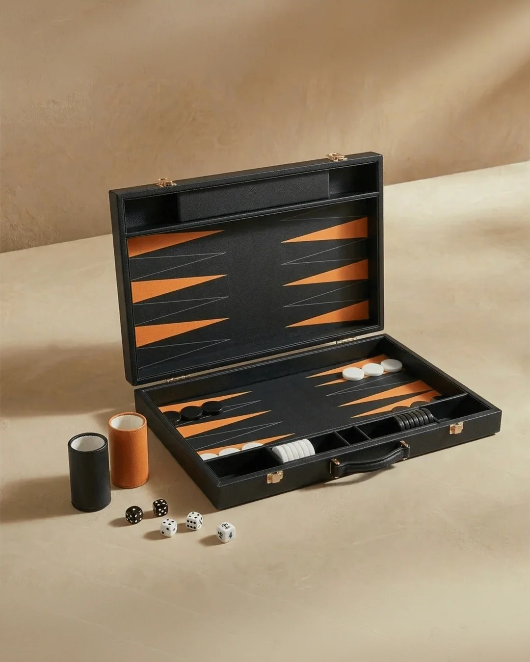 Leather Backgammon Set - Black & Brown