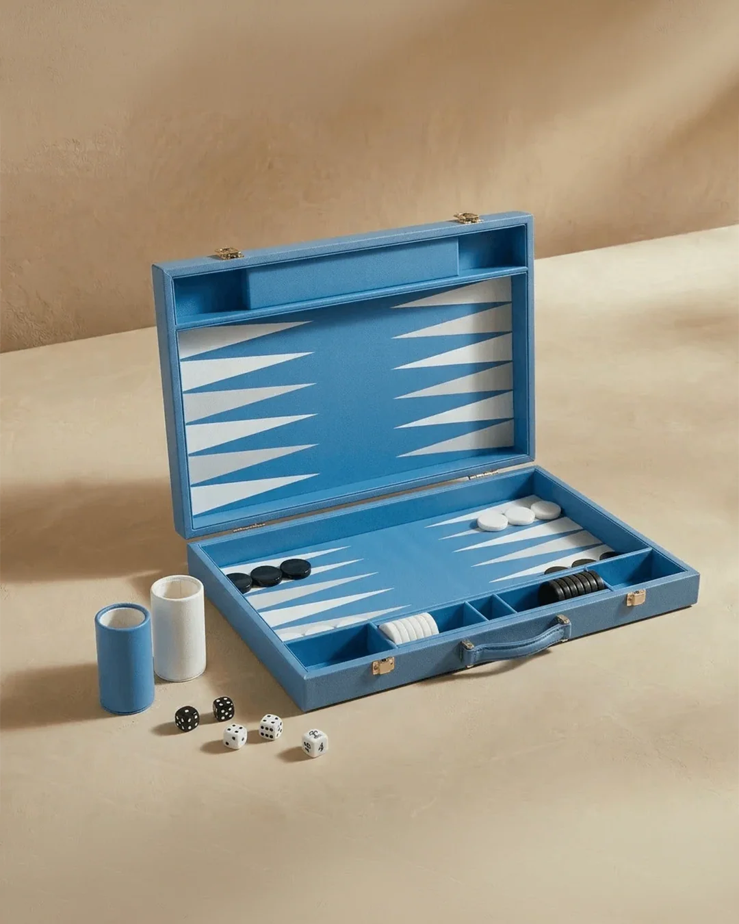 Leather Backgammon Set - Blue and Black