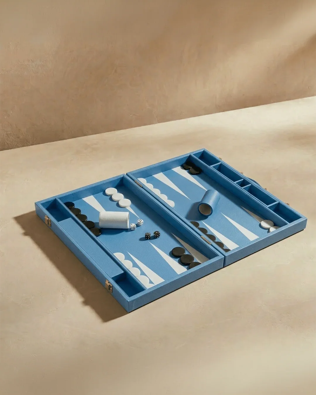 Leather Backgammon Set - Blue and Black